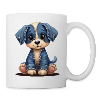 Süßer Welpe im blauen Jeans-Patchwork - Tasse - Weiß - Rechts