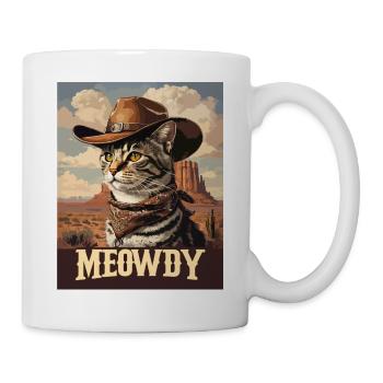Western- und Wüsten-Meowdy Cowboy-Katze - Tasse - Weiß - Rechts