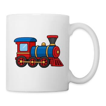 Kleine bunte Lokomotive – Comic Zug - Tasse - Weiß - Rechts