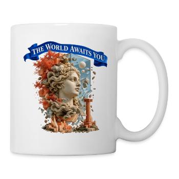 The World Awaits You – Surreale Weltreise - Tasse - Weiß - Rechts