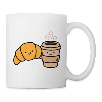 Kawaii Croissant Kaffee-Duo - Tasse - Weiß - Rechts