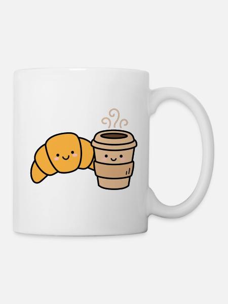 Kawaii Croissant Kaffee-Duo - Tasse - Weiß