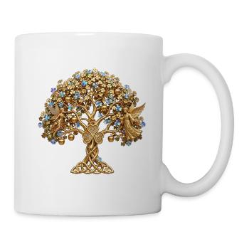 Goldener Baum des Lebens Engel - Tasse - Weiß - Rechts