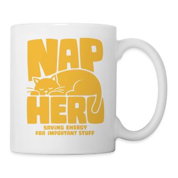 Schlafende Katze – Nap Hero - Tasse - Weiß - Rechts