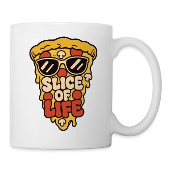 Pizza mit Sonnenbrille – Slice of Life - Tasse - Weiß - Rechts
