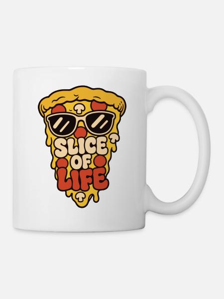Pizza mit Sonnenbrille – Slice of Life - Tasse - Weiß