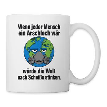 Maskierter Klimawandel - Humor - Tasse - Weiß - Rechts