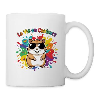 Leben in Regenbogenhamsterfarben - Tasse - Weiß - Rechts