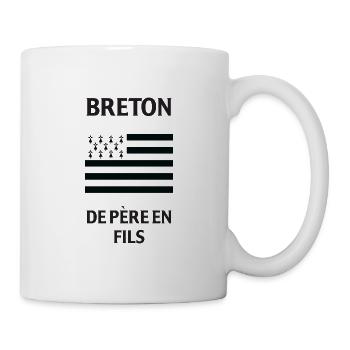 Breton De Pere En Son T-Shirt-Geschenk-Humor - Tasse - Weiß - Rechts