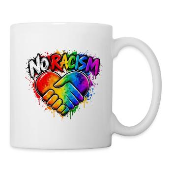 NoRassismus Regenbogen Herz-Hand - Tasse - Weiß - Rechts