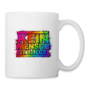 Kein Mensch Ist Illegal Regenbogen - Tasse - Weiß - Rechts