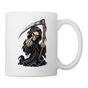 Sensenmann mit Sense und Schemen - Tasse - Weiß - Rechts