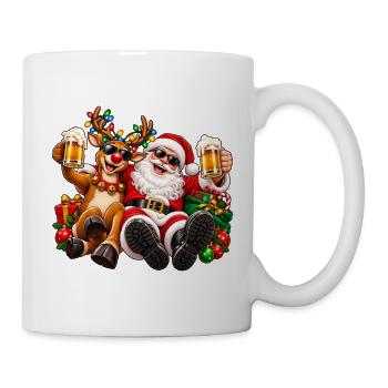 Santa und Rentier Festliche Feier - Tasse - Weiß - Rechts
