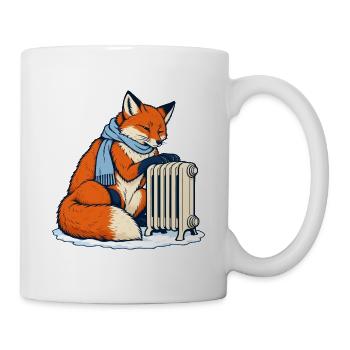 Winterfuchs mit Schal am Heizkörper - Tasse - Weiß - Rechts