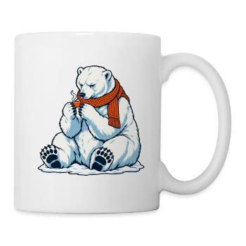 Eisbär mit Kaffeetassee - Teebecher - Tasse - Weiß - Rechts