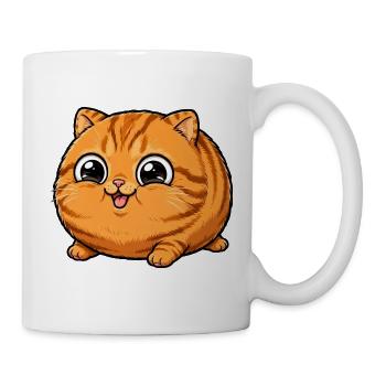 Super süße runde orangefarbene Katze - Tasse - Weiß - Rechts