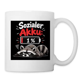 Sozialer Akku 1% Raccoon - Tasse - Weiß - Rechts