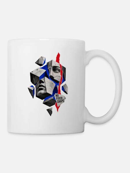 Kubische Collage: Keine feste Form - Tasse - Weiß