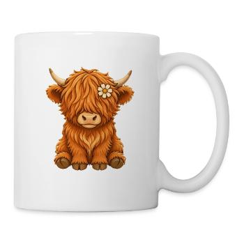 Süßes Schottisches Hochlandrind Kalb Daisy Shirt - Tasse - Weiß - Rechts