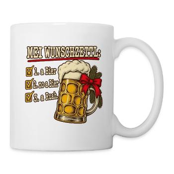 Mei Wunschzettl Bier Weihnachten bairisch - Tasse - Weiß - Rechts