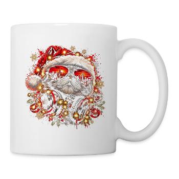 DJ Katze mit Weihnachtsmütze und Sonnenbrille - Tasse - Weiß - Rechts