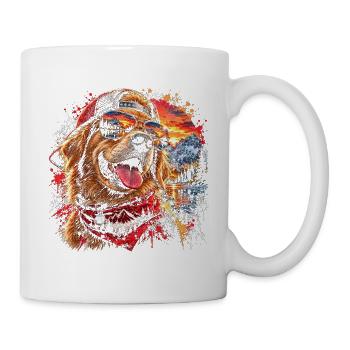 Cooler Golden Retriever mit Sonnenbrille - Tasse - Weiß - Rechts