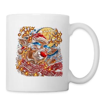 Cooles Rentier mit Sonnenbrille Weihnachten - Tasse - Weiß - Rechts