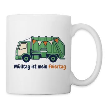 Müllauto – Mülltag ist mein Feiertag - Tasse - Weiß - Rechts