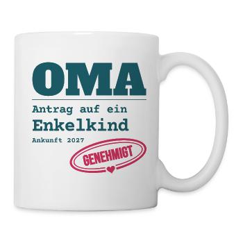 Oma 2027 – Antrag auf Enkelkind genehmigt - Tasse - Weiß - Rechts