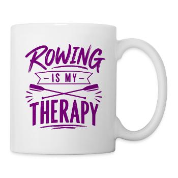 Rowing is my Therapy - Rudern - Therapie - Ruderer - Tasse - Weiß - Rechts