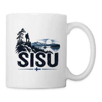 Sisu - Finland - Finnland Suomi - Sonnenuntergang - Tasse - Weiß - Rechts