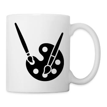 Malerei, Farbpalette, Pinsel, Kunst Symbol - Tasse - Weiß - Rechts