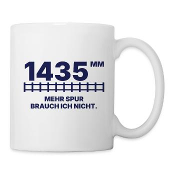 1435 mm Normalspur – Lustiges Eisenbahner Shirt - Tasse - Weiß - Rechts