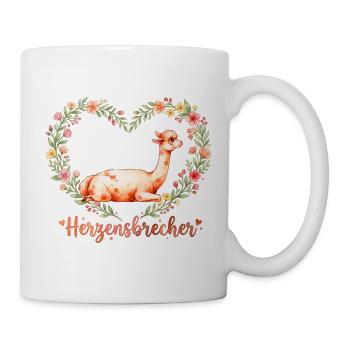 Alpaka Herzensbrecher Baby & Valentin Geschenk - Tasse - Weiß - Rechts
