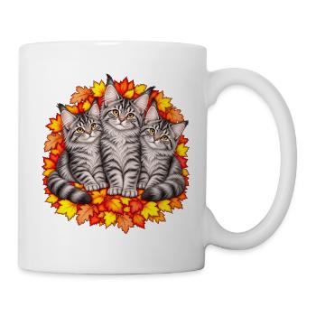 Katzentrio im Herbstlaub - Tasse - Weiß - Rechts