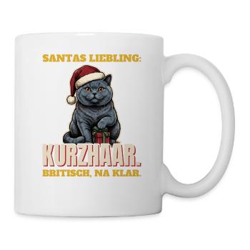 Santas Liebling: Britisch Kurzhaar mit Mütze - Tasse - Weiß - Rechts