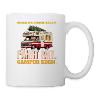 Unser Weihnachtsbaum fährt mit: Camper eben - Tasse - Weiß - Rechts