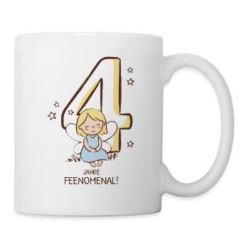 4 Jahre feenomenal: kleine Fee vor der 4 - Tasse - Weiß - Rechts