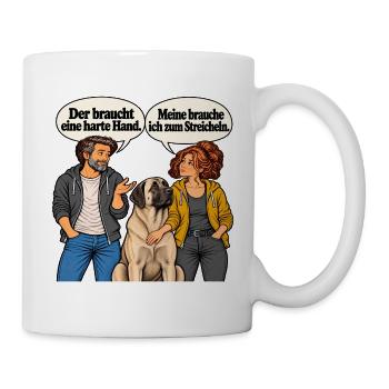 Frau_streichelt_Kangal_im_Comic - Tasse - Weiß - Rechts