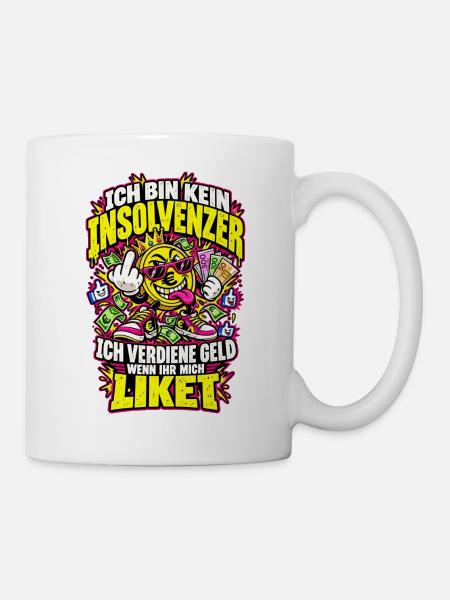 Geldverdiener Like-Spruchshirt - Tasse - Weiß