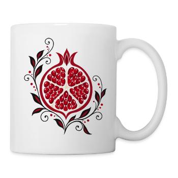 Granatapfel mit Blumen - Botanische Kunst - Tasse - Weiß - Rechts
