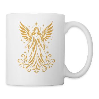 Weihnachtsengel - Engel Schutzengel mit Sternen - Tasse - Weiß - Rechts