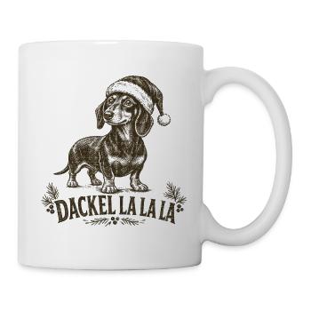 Dackel Weihnachten La La La Weihnachtspullover - Tasse - Weiß - Rechts