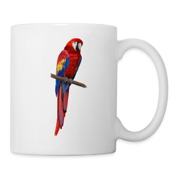 Ara Papagei - Bunter Vogel auf einem Ast - Tasse - Weiß - Rechts
