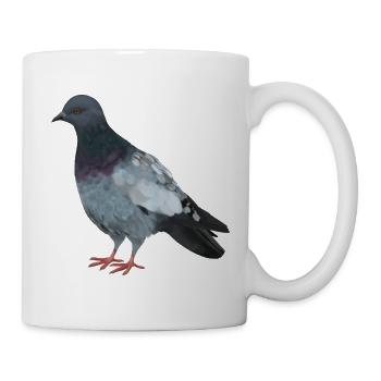 Stadttaube - Realistisch gemalte Taube - Tasse - Weiß - Rechts