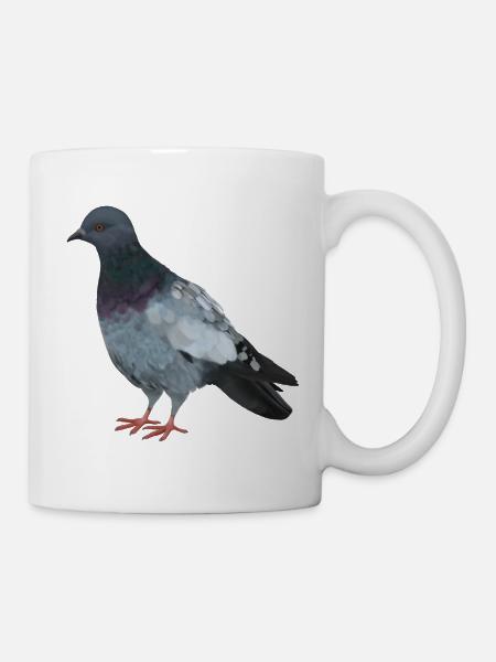 Stadttaube - Realistisch gemalte Taube - Tasse - Weiß