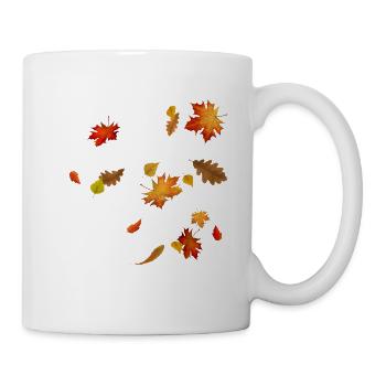 Herbstblätter - Bunt wirbelndes Laub - Tasse - Weiß - Rechts