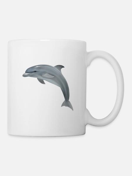 Springender Delfin - Realistisch gemalt - Tasse - Weiß