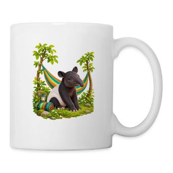 Kleiner Tapir am bunten Hängemattenlager - Tasse - Weiß - Rechts