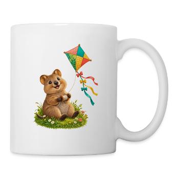 Kleines Quokka mit buntem Wiesendrachen - Tasse - Weiß - Rechts